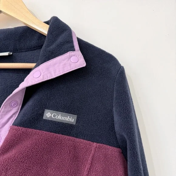 Columbia Benton Springs Half Snap Pullover Fleece II Womens Small Blue Burgundy - Picture 3 of 8
